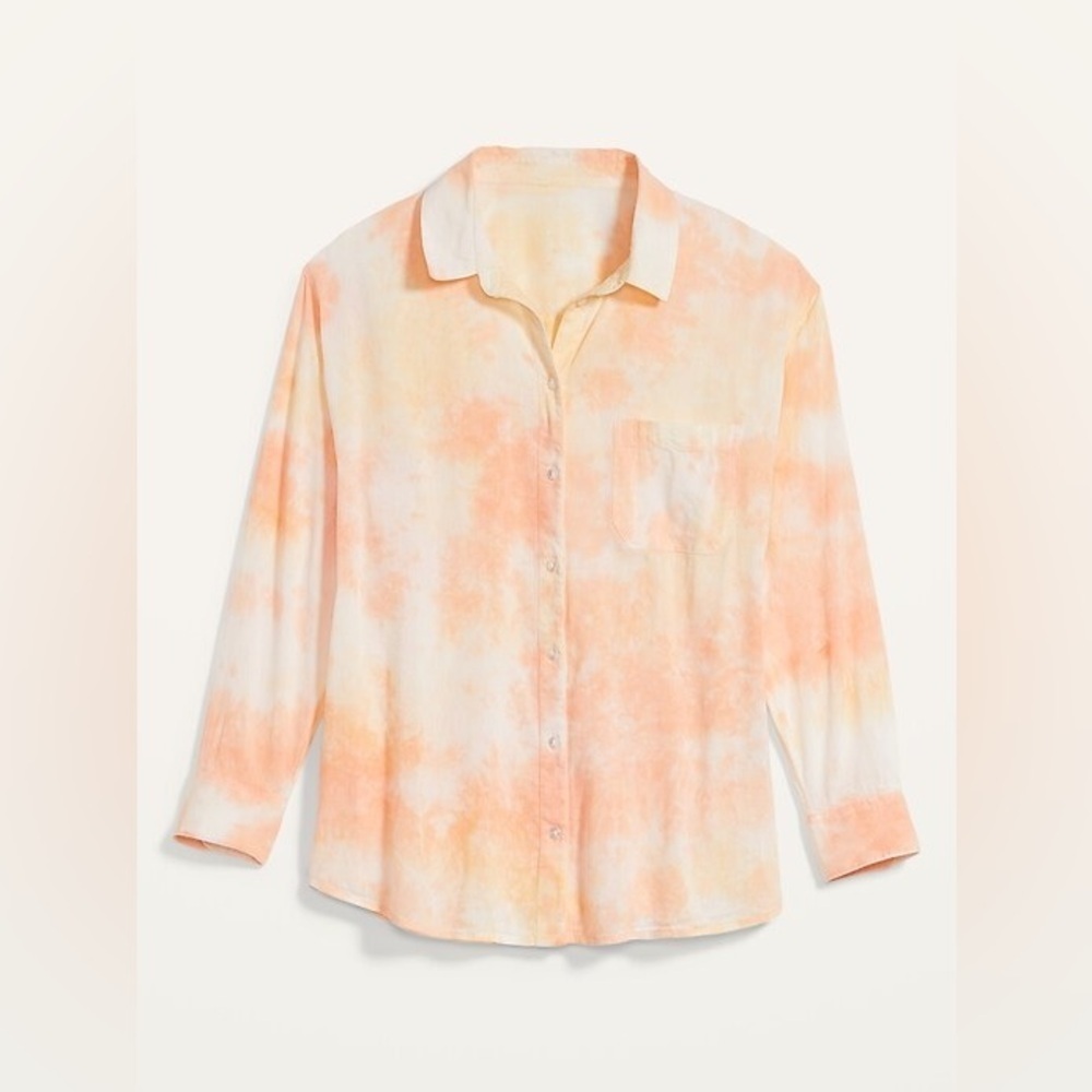 Old Navy Oversized Tie-Dye No-Peek special Tie-dyed  Boyfriend Shirt Size L NWT